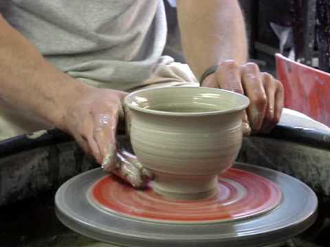 Throwing a Clay Pottery Mortar &amp; Pestle on the wheel demo