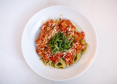 Pasta served on a plate