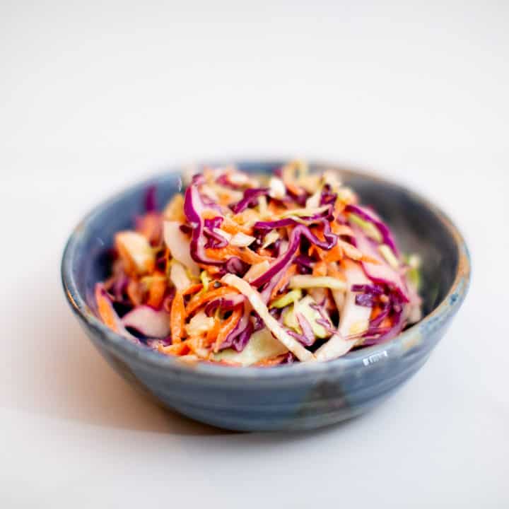 Blue cheese coleslaw served in a bowl