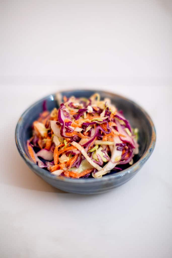 Blue cheese coleslaw served in a bowl