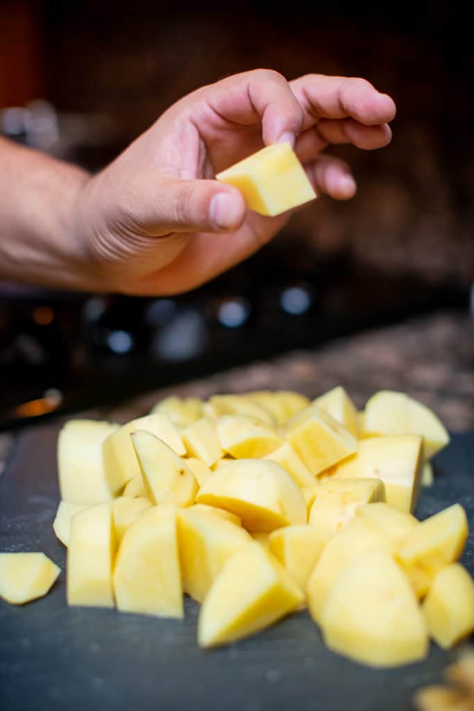 Potatoes cut in 1-inch pieces