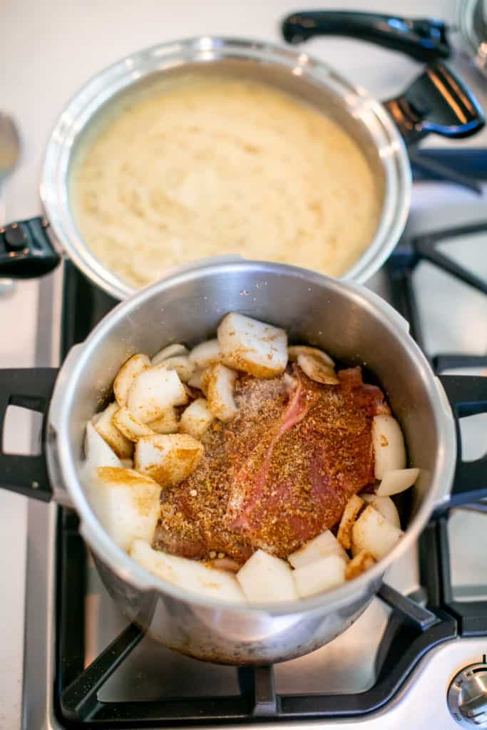 Photo of seasoned pork shoulder for pork carnitas recipe