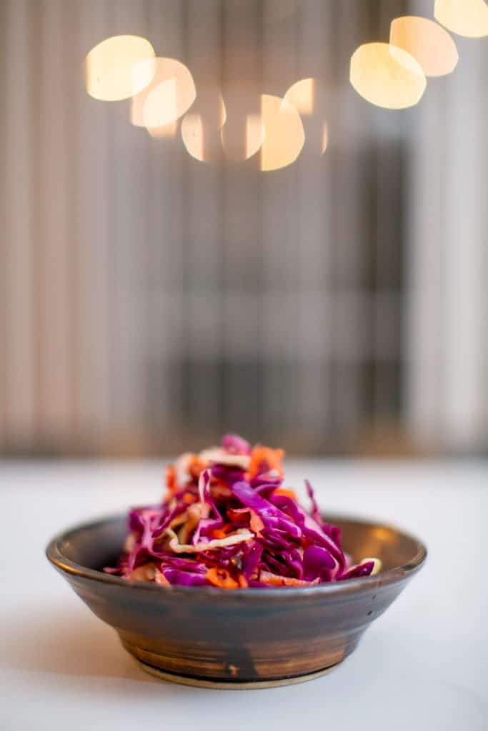 Sugar free coleslaw with mayo served in a bowl