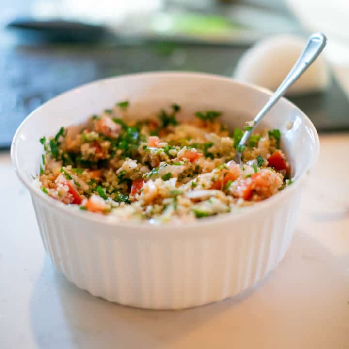 A bowl of tabouli salad