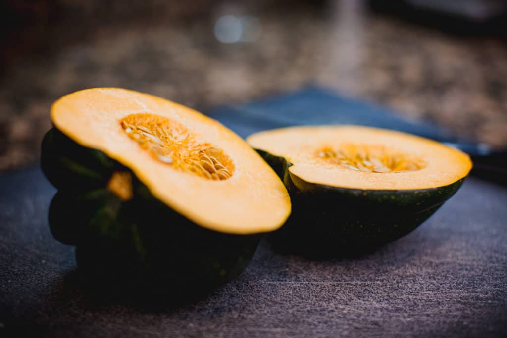 Acorn squash cut in half