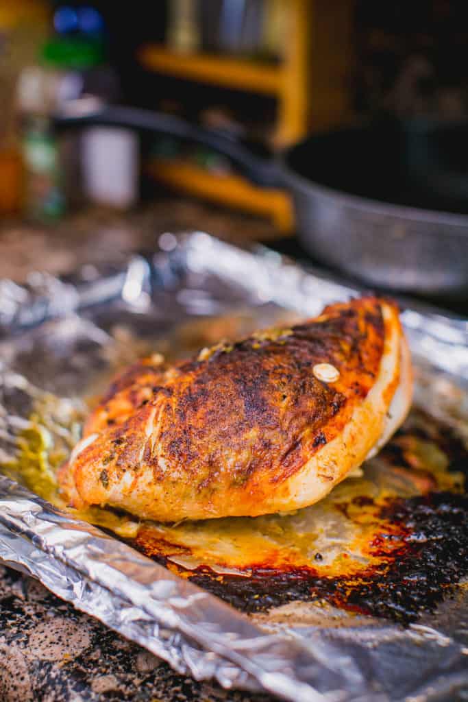 Fresh oven roasted turkey breast on a tray