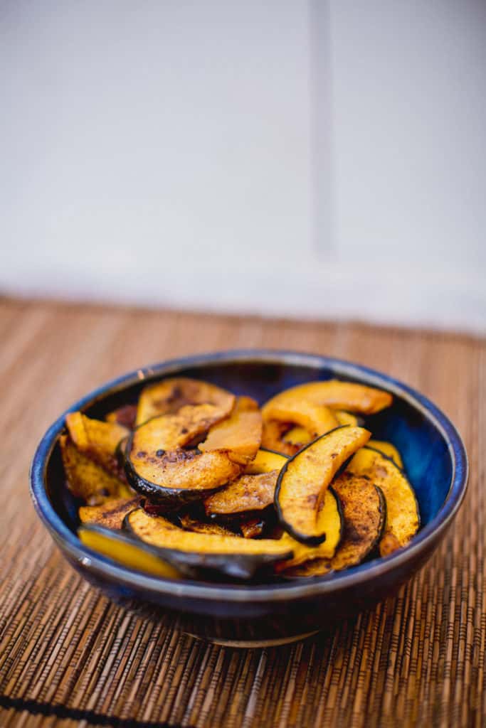 Roasted spiced acorn squash in a bowl