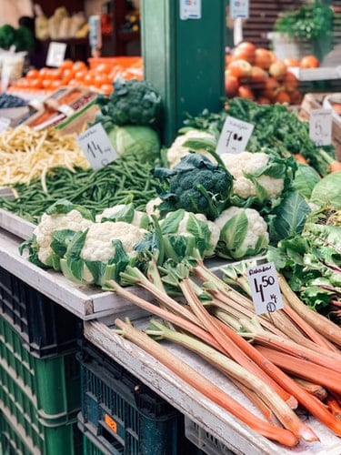 Vegetables being sold in an open market