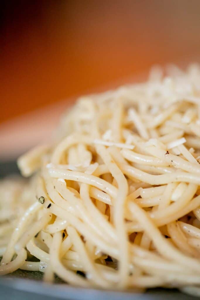 Close up of buttered noodles pasta