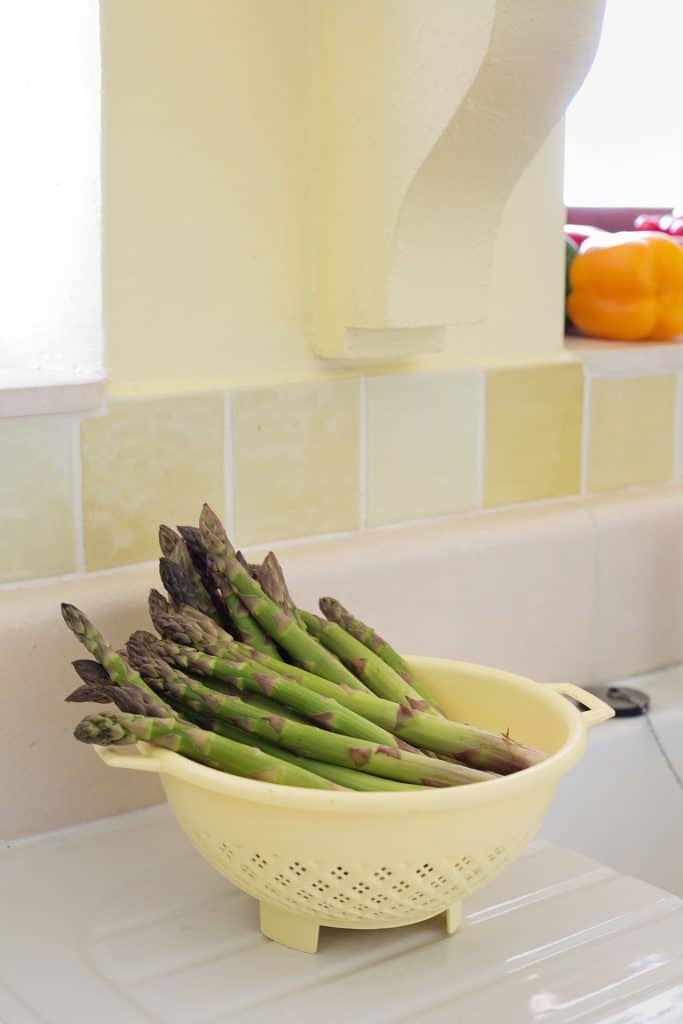 Asparagus in a colander