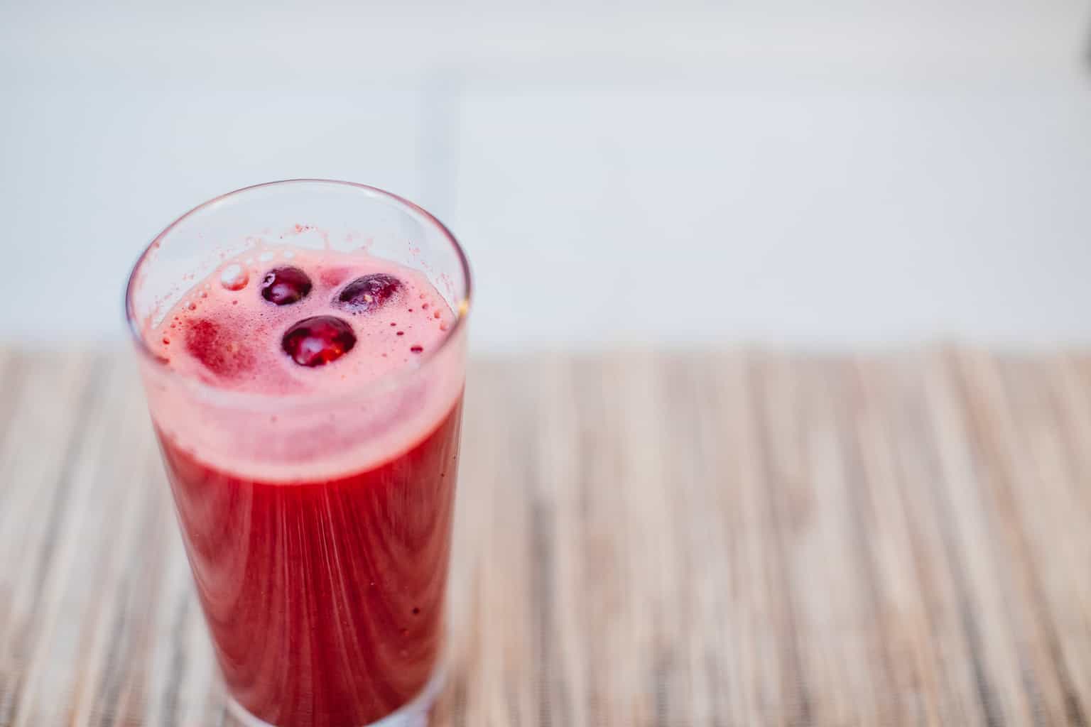 Fresh cranberry juice in a glass