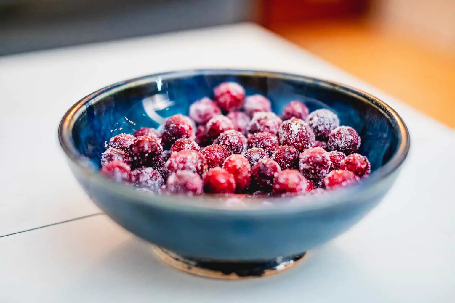 Bowl of sugared cranberries