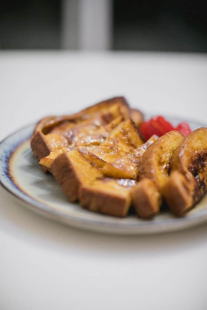 Plate of eggnog french toast recipe