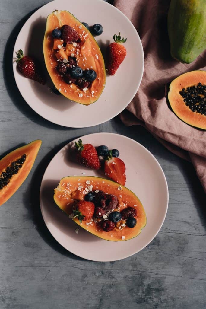 Papaya with berries