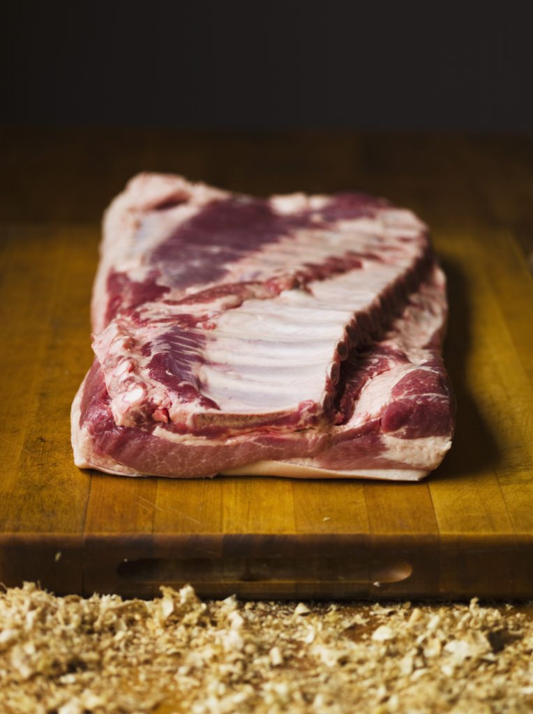 Whole pork rib rack