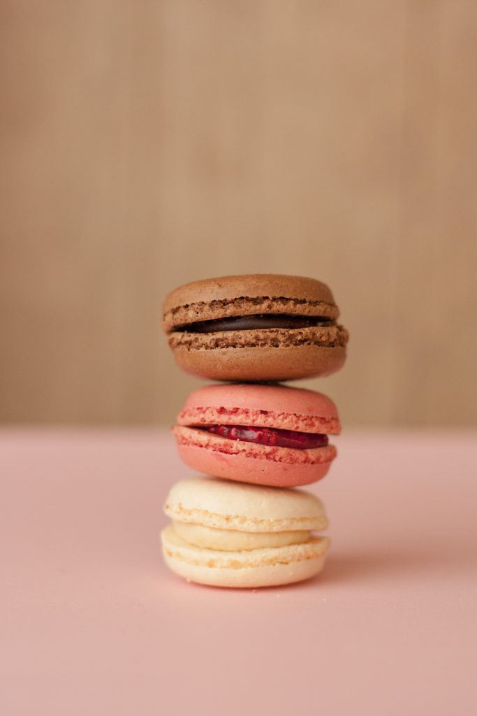 Macarons stacked on top of each other