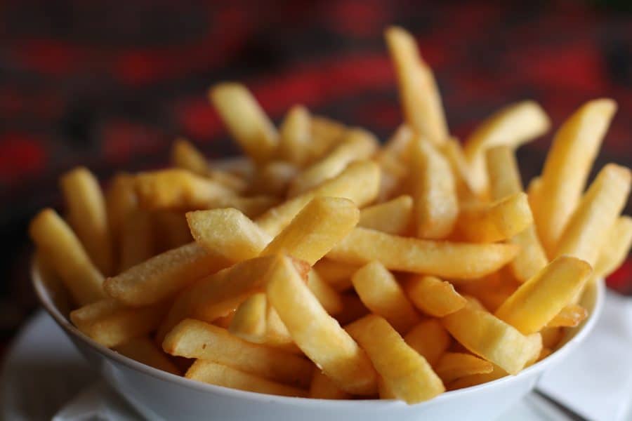 French fries in a bowl cooked without deep fryer