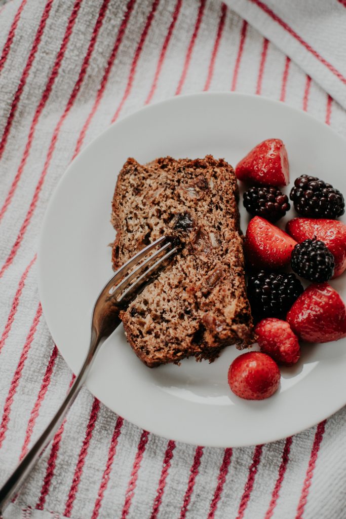 Fruitcake slice with berries