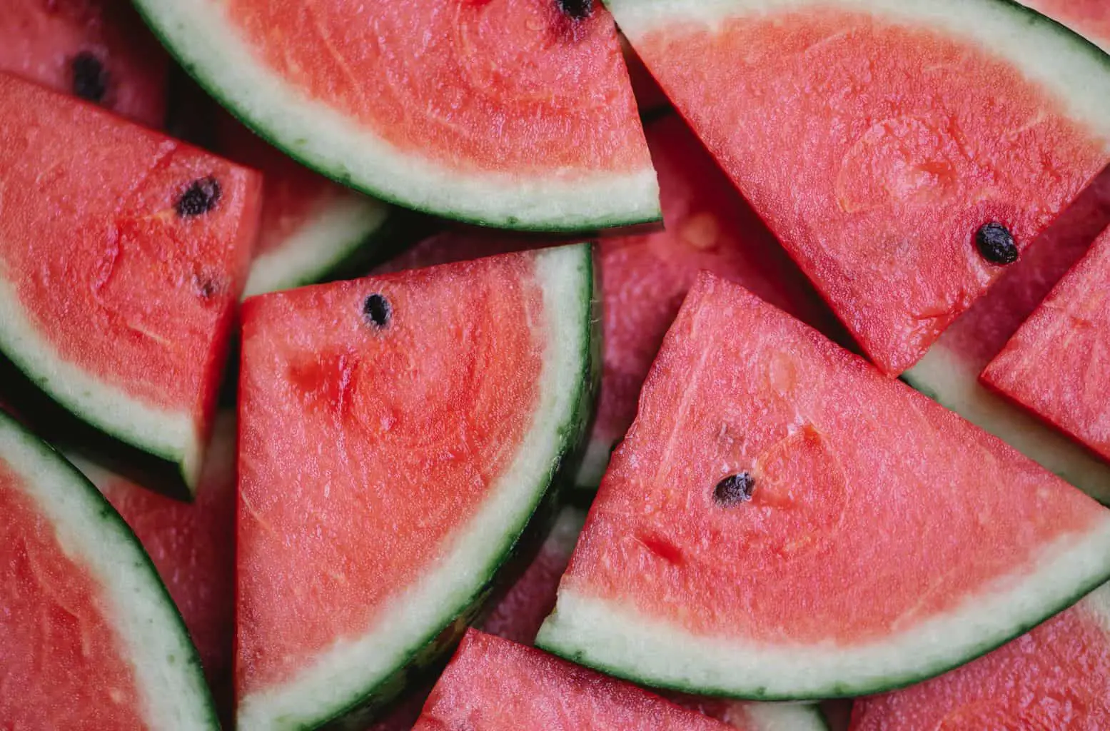 A close up shot of sliced watermelons