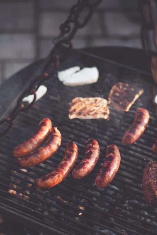 German sausages being grilled