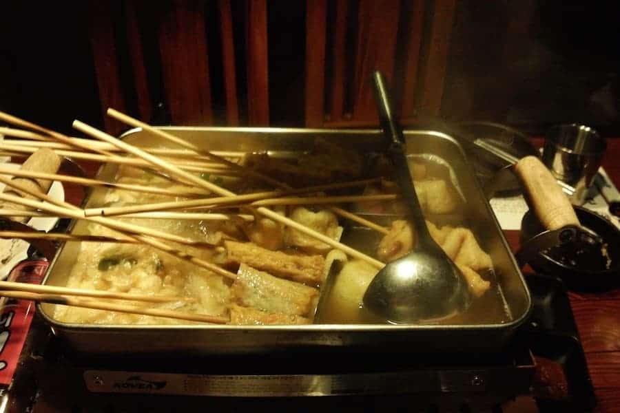 Korean fish cake on sticks boiling