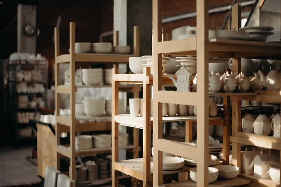 White cookware set in the kitchen