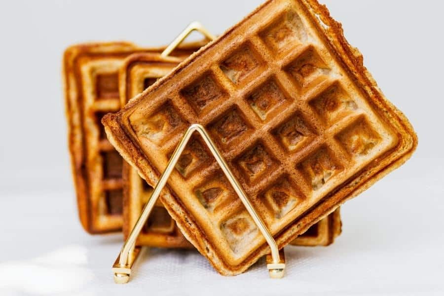 A close-up image of a waffle