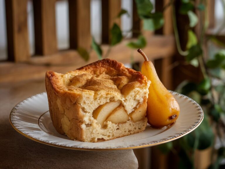 Caramelized Pear & Nutmeg Sourdough Bread Pudding