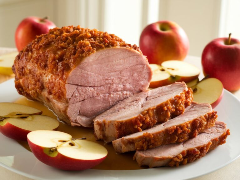 Maple-Crusted Pork Loin with Cider-Glazed Apples