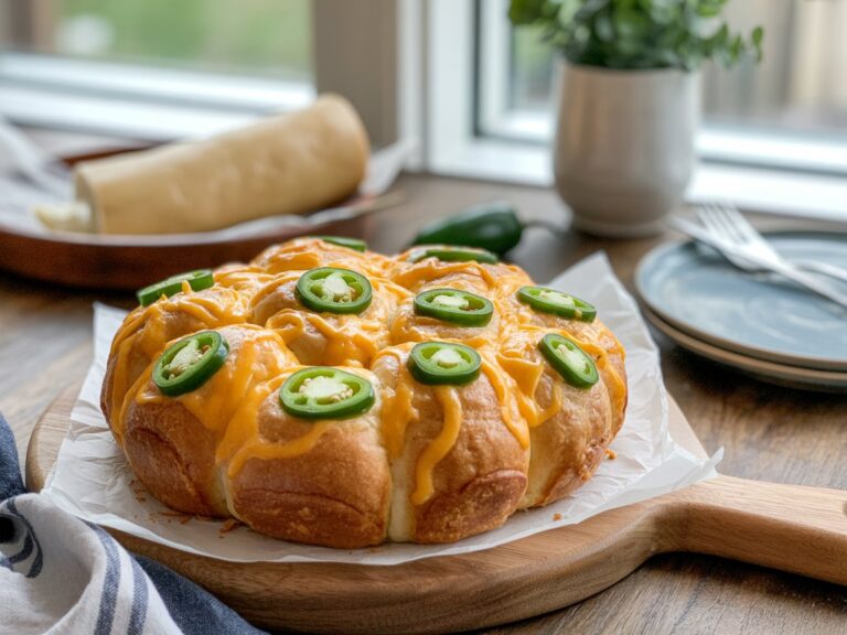 Warm & Gooey Cheesy Jalapeño Pull-Apart Sourdough Rolls