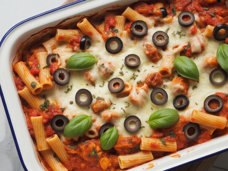Sun-Kissed Mediterranean Veggie Mostaccioli Bake
