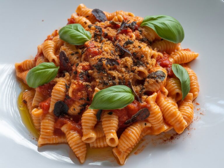 Fiery Spicy Arrabbiata Mostaccioli with Crispy Chilli Breadcrumbs